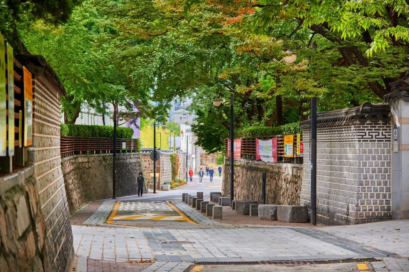 A quiet street in Bukchon Hanok Village, Seoul